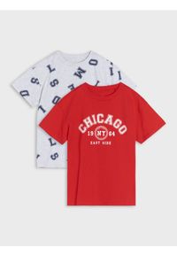 Sinsay - Koszulki z krótkim rękawem 2 pack - czerwony. Kolor: czerwony. Długość rękawa: krótki rękaw. Długość: krótkie #1