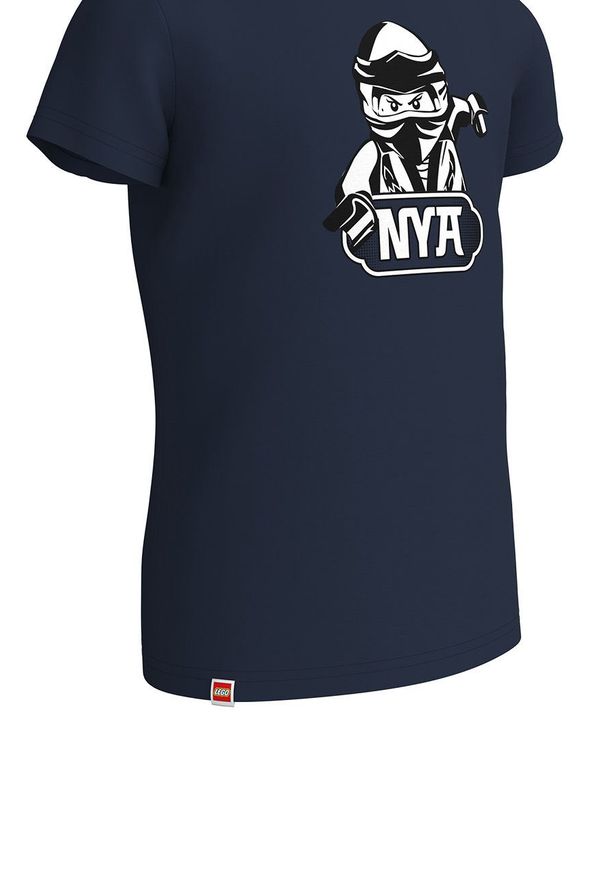 LEGO Wear - Lego Wear t-shirt bawełniany dziecięcy kolor granatowy. Okazja: na co dzień. Kolor: niebieski. Materiał: bawełna. Wzór: nadruk. Styl: casual