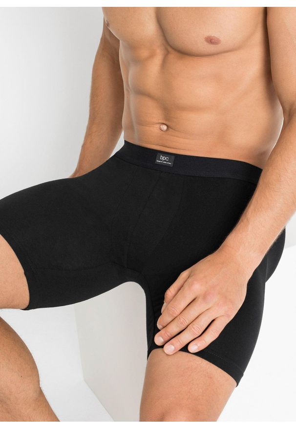 bonprix - Długie bokserki o dopasowanym kroju z bawełną (2 pary). Kolor: czarny. Materiał: bawełna. Długość: długie