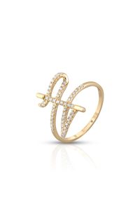 W.KRUK - Pierścionek złota spirala. Materiał: złote. Kolor: złoty. Kamień szlachetny: brylant