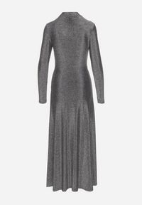 Born2be - Srebrna Sukienka z Wiskozą Ozdobiona Brokatem w Eleganckim Stylu Werirra. Okazja: na imprezę. Kolor: srebrny. Materiał: wiskoza. Wzór: aplikacja. Styl: elegancki #3