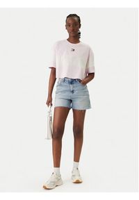 Tommy Jeans T-Shirt Badge Colour-Blocked DW0DW18706 Różowy Oversize. Kolor: różowy. Materiał: bawełna #4
