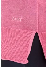 BOSS sweter damski kolor różowy lekki. Kolor: różowy. Materiał: dzianina. Długość rękawa: długi rękaw. Długość: długie. Styl: klasyczny #4