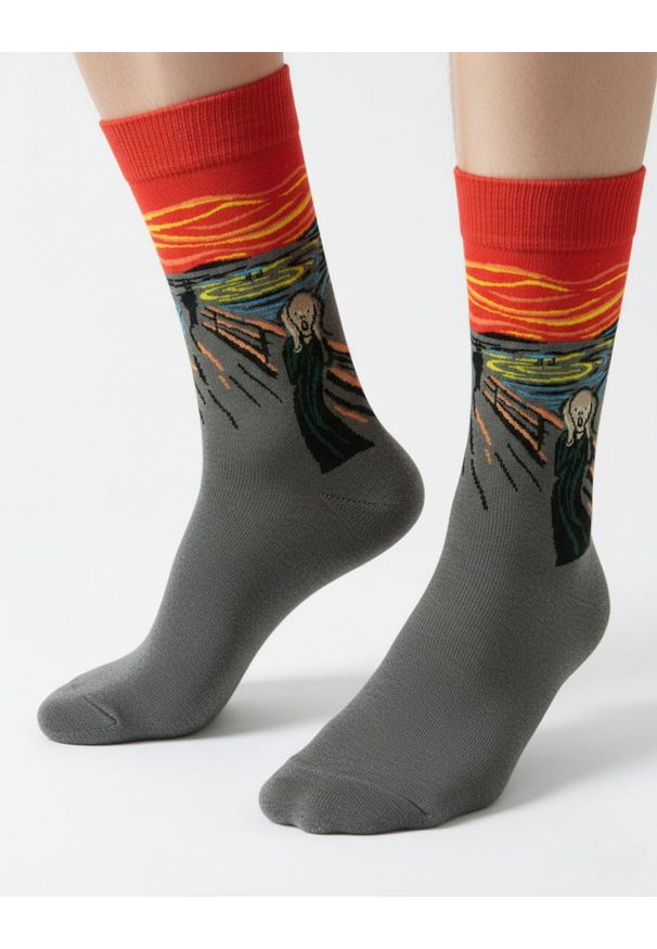 His Story - Tematyczne Skarpetki Bawełniane - Krzyk, Obraz, Sztuka. Kolor: wielokolorowy. Materiał: elastan, bawełna, poliamid