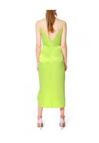 AGGI - Limonkowa sukienka z rozcięciem Ava. Kolor: zielony. Długość rękawa: na ramiączkach. Styl: wizytowy. Długość: midi #6