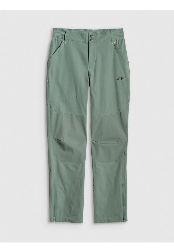 4f - 4F Spodnie trekkingowe szybkoschnące damskie - khaki XL. Kolor: oliwkowy, brązowy, wielokolorowy. Materiał: tkanina, materiał. Długość: długie. Sport: turystyka piesza