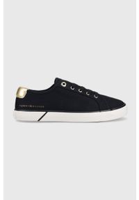 TOMMY HILFIGER - Tommy Hilfiger tenisówki LACE UP VULC SNEAKER damskie kolor granatowy FW0FW06957. Kolor: niebieski. Materiał: guma