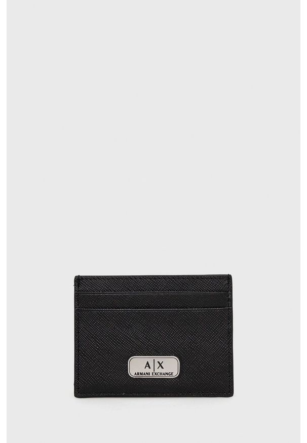 Armani Exchange etui na karty skórzane 958053.CC843 męski kolor czarny. Kolor: czarny. Materiał: skóra. Wzór: gładki