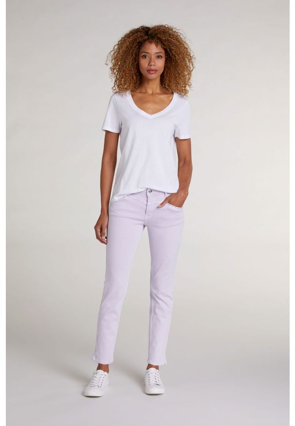 Biały bawełniany t-shirt z krótkim rękawem Oui. Kolor: biały. Materiał: bawełna. Długość rękawa: krótki rękaw. Długość: krótkie