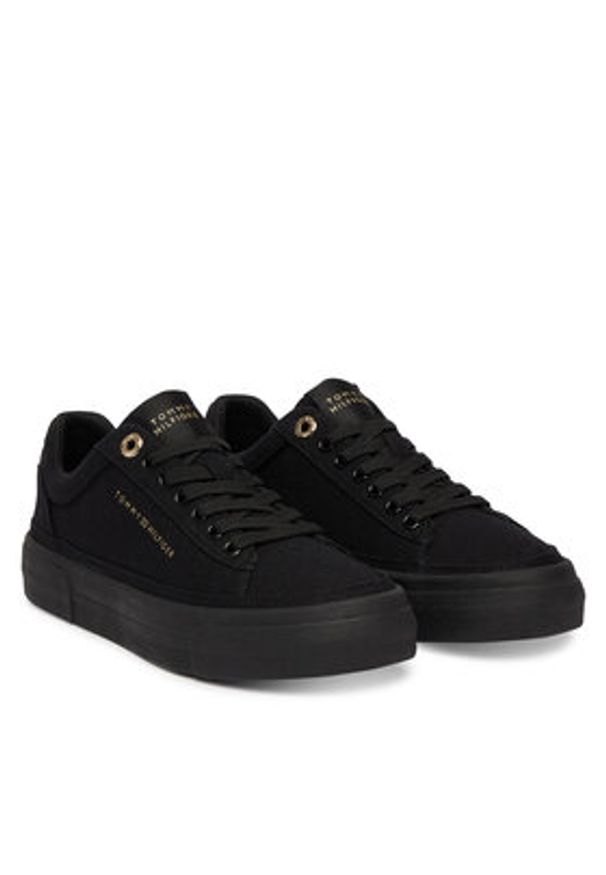 TOMMY HILFIGER - Tommy Hilfiger Sneakersy Th Foxing Platform Canvas FW0FW09480 Czarny. Kolor: czarny. Materiał: materiał. Obcas: na platformie