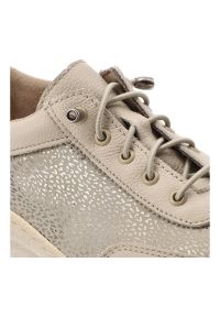 Półbuty damskie Wasak, cholewka skóra naturalna elementy materiałowe siateczkowe sznurowanie gruba podeszwa profilowana, beżowe, 0763. Okazja: na co dzień. Zapięcie: sznurówki. Kolor: beżowy. Materiał: skóra, materiał. Szerokość cholewki: normalna. Wzór: grochy. Sport: turystyka piesza #9