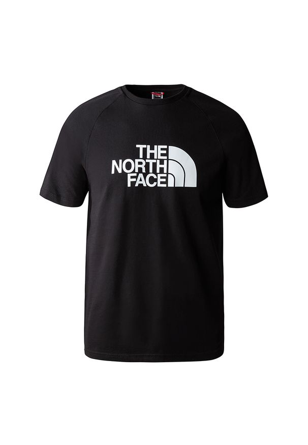 Koszulka The North Face Raglan Easy 0A37FVJK31 - czarna. Kolor: czarny. Materiał: bawełna, poliester. Długość rękawa: raglanowy rękaw. Wzór: nadruk