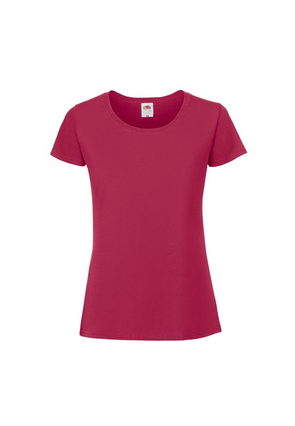 FRUIT OF THE LOOM - Koszulka Damska Iconic 195 Premium Ringspun Cotton T-shirt. Kolor: różowy. Sport: turystyka piesza
