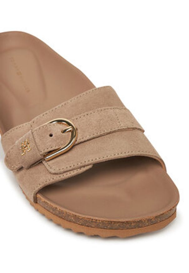 TOMMY HILFIGER - Tommy Hilfiger Klapki FW0FW08809 Beżowy. Kolor: beżowy. Materiał: zamsz, skóra