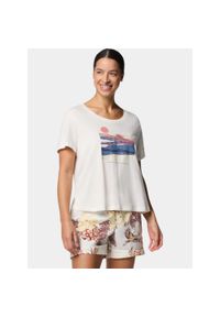 columbia - Koszulka bawełniana damska Columbia Ruby Springs Graphic Scoop Neck S/S. Kolor: biały, wielokolorowy. Materiał: bawełna