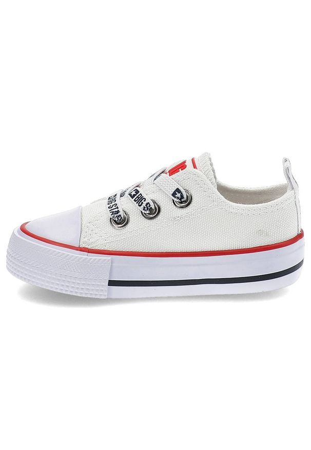 Big-Star - Białe Trampki Big Star Materiałowe Dziecięce Buty Wsuwane. Okazja: na co dzień. Zapięcie: bez zapięcia. Kolor: biały. Materiał: materiał. Szerokość cholewki: normalna. Wzór: aplikacja. Styl: elegancki, casual, sportowy