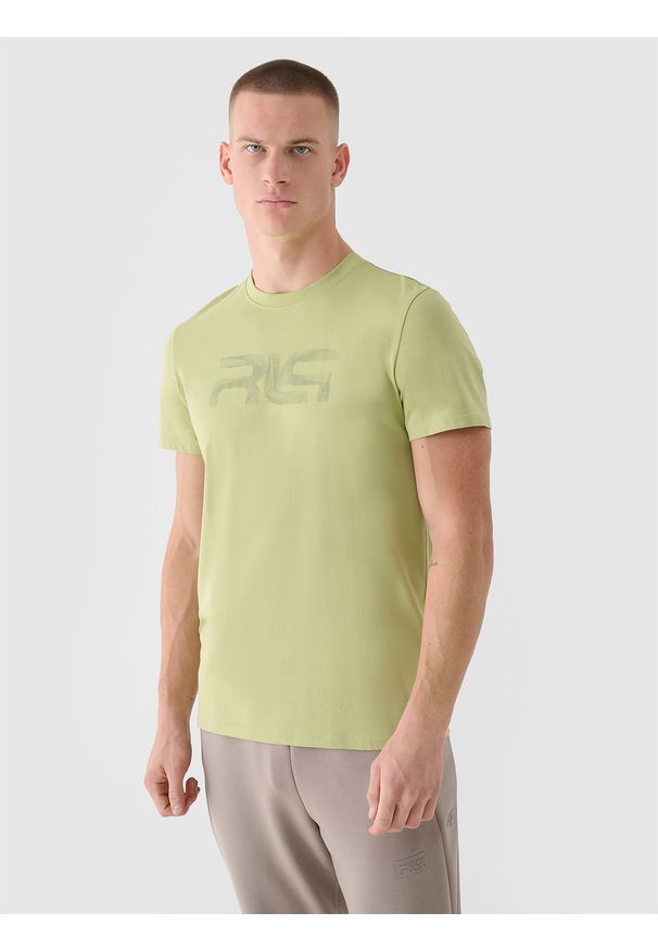 4f - 4F T-shirt regular męski 4F x Robert Lewandowski - zielony M. Okazja: na co dzień. Kolor: zielony. Materiał: dzianina, bawełna, jersey. Długość rękawa: krótki rękaw. Długość: krótkie. Wzór: gładki, nadruk, ze splotem. Styl: klasyczny, sportowy, casual