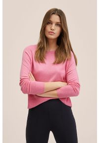 mango - Mango sweter Lucca2 damski kolor różowy lekki. Okazja: na co dzień. Kolor: różowy. Materiał: włókno. Długość rękawa: długi rękaw. Długość: długie. Styl: casual