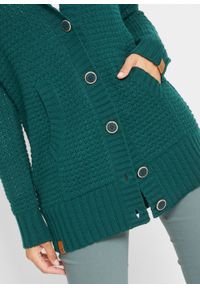 Sweter rozpinany z kapturem bonprix głęboki zielony. Typ kołnierza: kaptur. Kolor: zielony. Materiał: skóra. Długość: długie #4