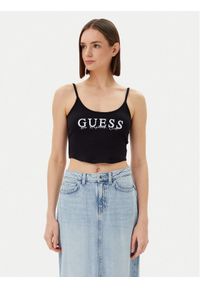 Guess Top V5GP16 K8RT2 Czarny Regular Fit. Kolor: czarny. Materiał: wiskoza