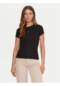 Guess Jeans T-Shirt W5BP45 KA0H1 Czarny Slim Fit. Kolor: czarny. Materiał: bawełna