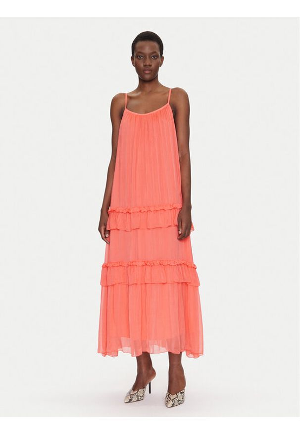 Dixie Sukienka letnia A207W018A Koralowy Regular Fit. Kolor: pomarańczowy. Materiał: wiskoza. Sezon: lato