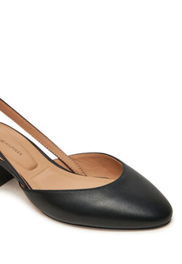 TOMMY HILFIGER - Tommy Hilfiger Sandały Pump Slingback Smooth Leather FW0FW08621 Czarny. Kolor: czarny. Materiał: skóra