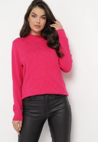 Born2be - Fuksjowy Sweter z Długim Rękawem Abewina. Kolor: różowy. Materiał: tkanina, dzianina. Długość rękawa: długi rękaw. Długość: długie #1