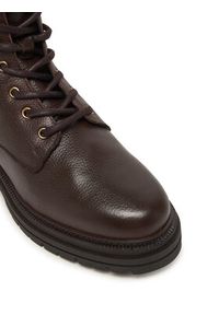 TOMMY HILFIGER - Tommy Hilfiger Trapery Th Plaque Pebble Lace Boot Warm FW0FW08767 Brązowy. Kolor: brązowy. Materiał: skóra #4