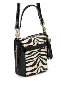 Kazar - Czarno-biała torebka damska. Kolor: czarny. Wzór: motyw zwierzęcy. Materiał: lakierowane, skórzane #3