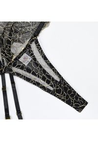 Intica - Komplet bielizny z falbanami z eleganckimi detalami Brocha. Kolor: czarny. Materiał: tkanina #4