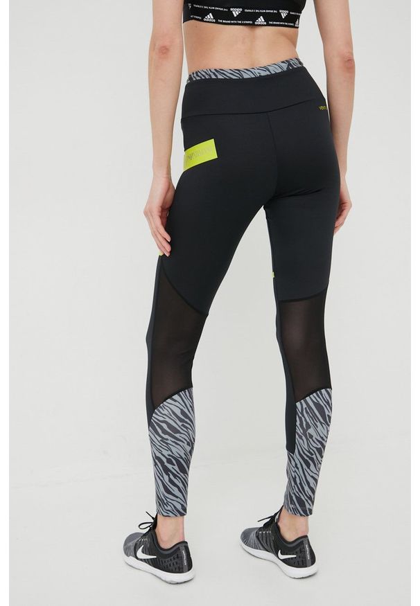 EA7 Emporio Armani legginsy Training damskie kolor czarny z nadrukiem. Stan: podwyższony. Kolor: czarny. Wzór: nadruk
