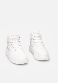 Born2be - Biało-Różowe Sneakersy Hippaia. Wysokość cholewki: za kostkę. Kolor: biały. Materiał: jeans, dresówka. Szerokość cholewki: normalna. Wzór: aplikacja #6