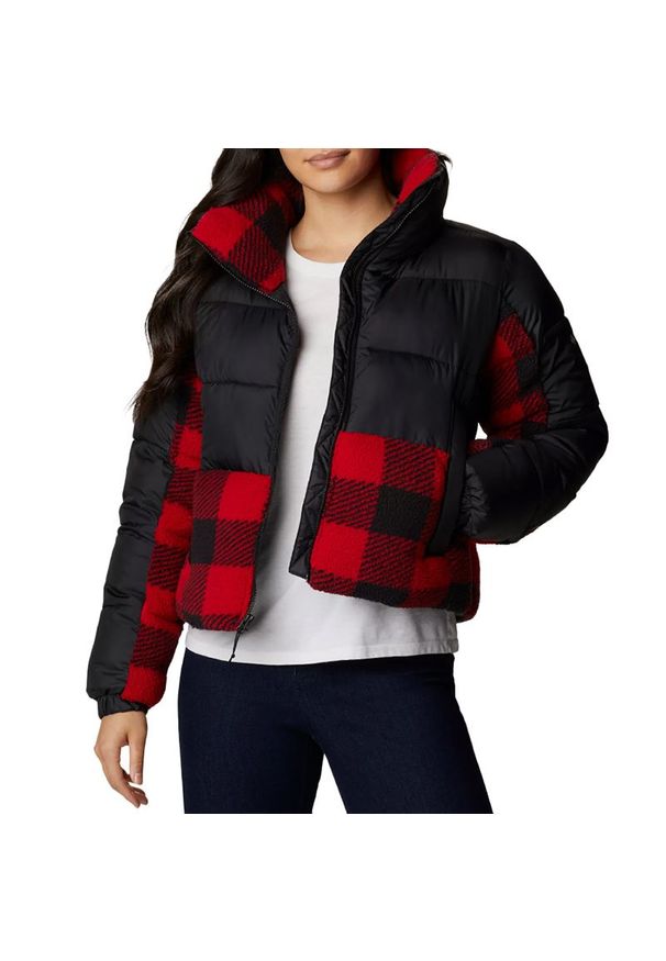 columbia - Kurtka Columbia Leadbetter Point Sherpa Hybrid Puffer 1955243011 - czarno-czerwona. Okazja: na co dzień. Kolor: czerwony, wielokolorowy, czarny. Materiał: poliester, materiał, polar. Styl: klasyczny, casual