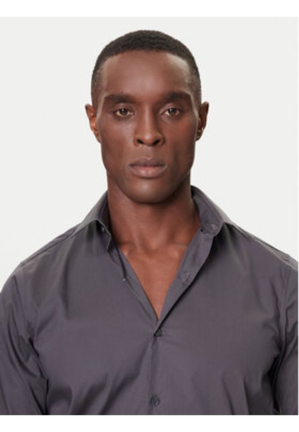 Calvin Klein Koszula LV019EU037 Szary Slim Fit. Kolor: szary. Materiał: bawełna