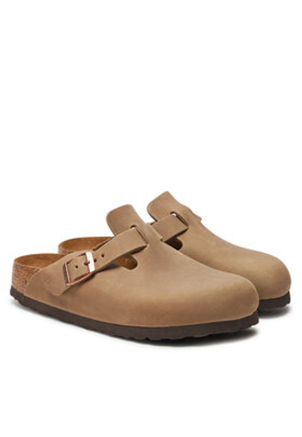 Birkenstock Klapki Boston zamsz 1019484 Brązowy. Kolor: brązowy. Materiał: skóra