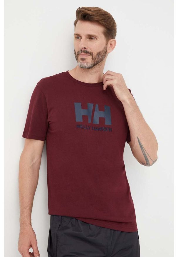 Helly Hansen t-shirt HH LOGO T-SHIRT męski kolor bordowy z aplikacją 33979. Okazja: na co dzień. Kolor: czerwony. Materiał: dzianina. Wzór: aplikacja. Styl: casual