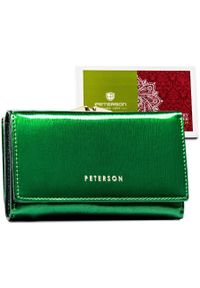 Portfel damski Peterson PTN 55020-SH zielony. Kolor: zielony. Materiał: skóra, lakier