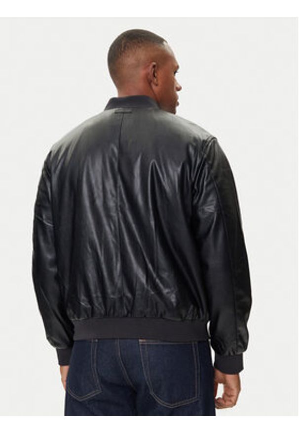 Calvin Klein Jeans Kurtka z imitacji skóry LV04RC407G Czarny Relaxed Fit. Kolor: czarny. Materiał: skóra