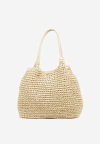 Renee - Beżowa Plażowa Torebka Shopper z Plecionki Meriela. Kolor: beżowy. Sezon: lato. Styl: casual, elegancki