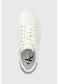 Calvin Klein Jeans sneakersy skórzane VULC FLATFORM LACEUP kolor biały YW0YW01220. Nosek buta: okrągły. Kolor: biały. Materiał: skóra. Obcas: na platformie #3