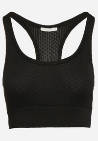 Born2be - Czarny Biustonosz Top Sportowy z Elastycznego Materiału Revettia. Okazja: na co dzień. Kolor: czarny. Materiał: materiał. Styl: sportowy #3