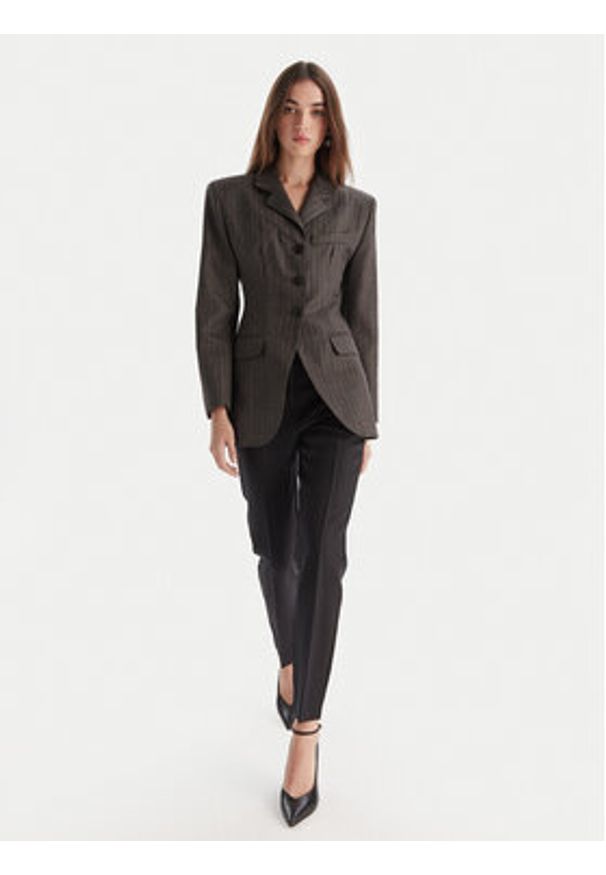 Marella Chinosy Margie 2523136232 Czarny Slim Fit. Kolor: czarny. Materiał: wełna
