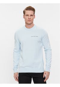 Calvin Klein Jeans Sweter Institutional Essentials Sweater J30J324974 Błękitny Regular Fit. Kolor: niebieski. Materiał: bawełna