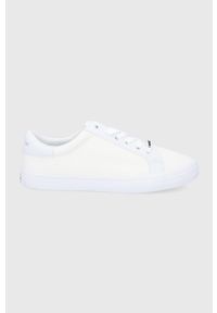 Calvin Klein Jeans tenisówki damskie kolor biały. Nosek buta: okrągły. Zapięcie: sznurówki. Kolor: biały. Materiał: materiał, włókno, guma