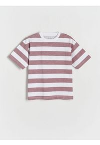 Reserved - T-shirt oversize - fioletowy. Kolor: fioletowy. Materiał: dzianina, bawełna