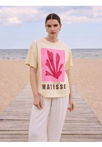 Reserved - Bawełniany t-shirt z nadrukiem - jasnożółty. Kolor: żółty. Materiał: bawełna. Wzór: nadruk #1