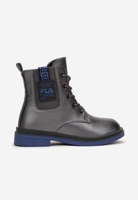 Born2be - Szare Botki Metaliczne Sznurowane Hamidah. Okazja: na uczelnię, na co dzień. Kolor: szary. Materiał: jeans. Szerokość cholewki: normalna. Wzór: aplikacja. Styl: klasyczny, casual, elegancki
