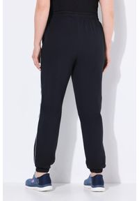 ULLA POPKEN - Damskie Spodnie dresowe lamówka z boku elastyczny ściągacz elastyczny dół. Kolekcja: plus size. Kolor: czarny. Materiał: materiał, poliester, bawełna