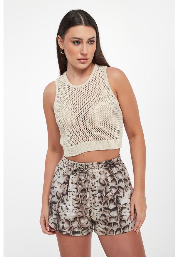 Pinko - Top damski ażurowy Morus PINKO. Wzór: ażurowy